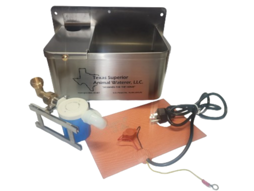 Texas Superior Animal Waterer | TSAW Waterer with High Pressure Float Valve and Heater Pad